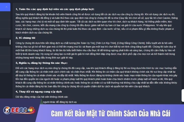 Cam Kết Bảo Mật Từ Chính Sách Của Nhà Cái